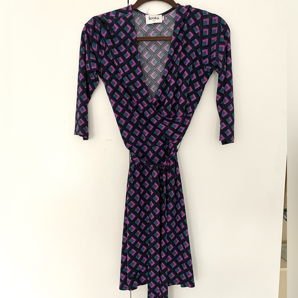 Leota Geometric Patterned Wrap Dress
